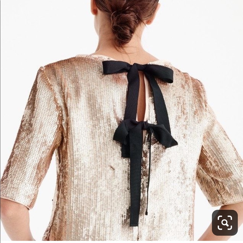 Jcrew gold top with black bows